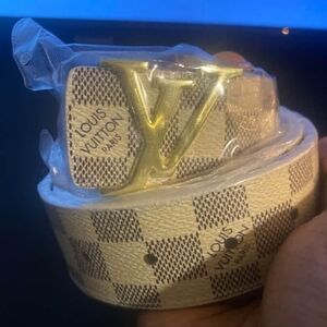 White And Gold Lv Belt * COME WITH BOX *